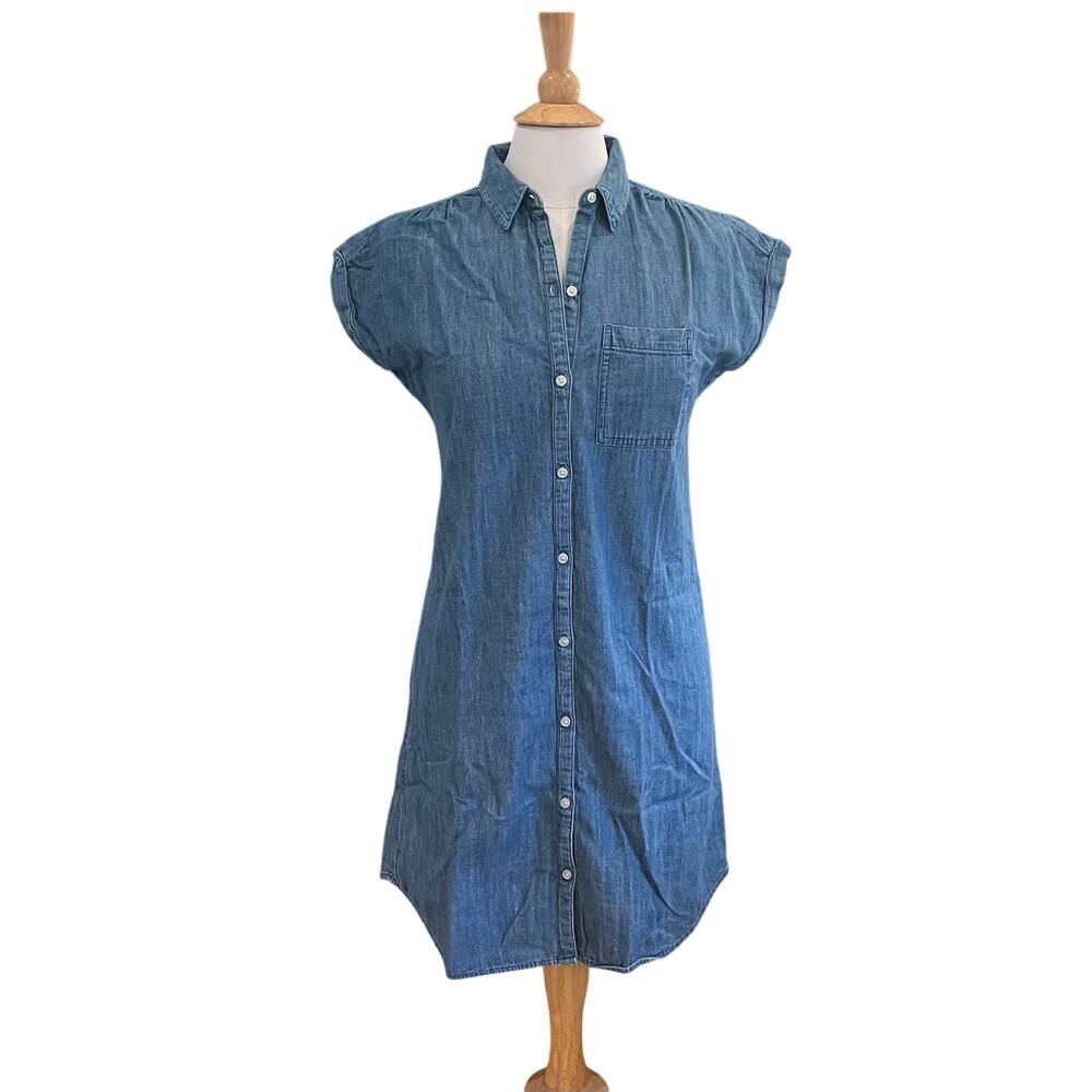Old Navy Denim Shirt Dress, Short Sleeve, Medium Wash, S